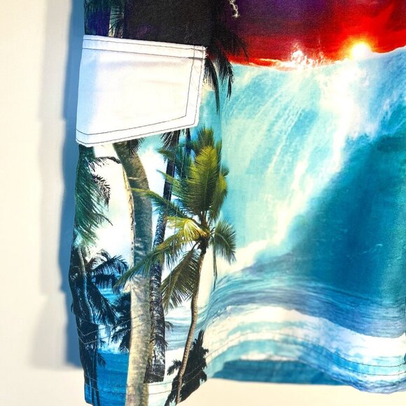 OP Men's Vintage SZ36 Tropical Print Swimsuit Board Short Beach Pool Swim Resort - Picture 3 of 10